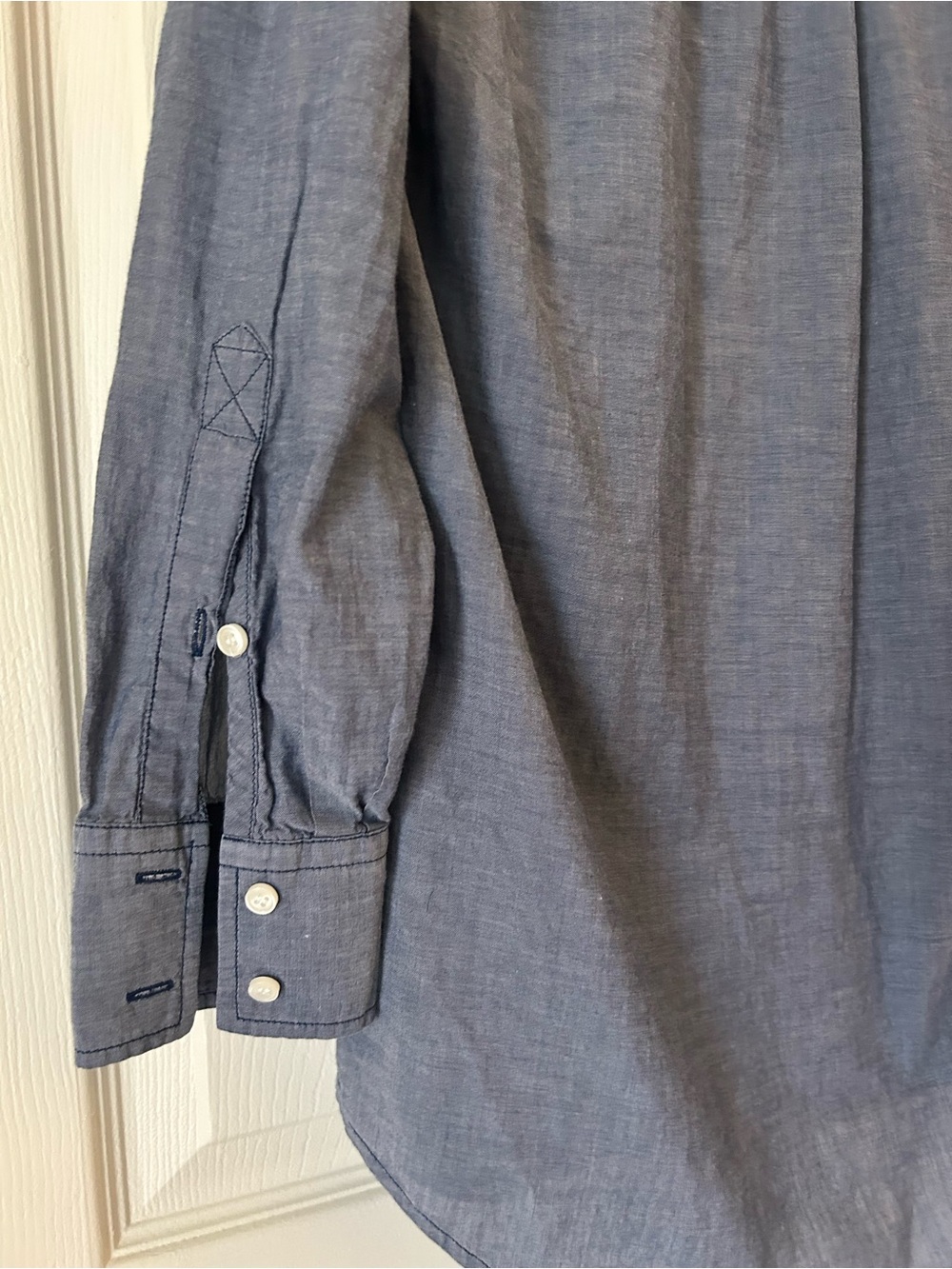 J.Crew Blue Chambray Tunic Shirt Button Front Long Sleeve - Women's Size Small - Picture 7 of 11